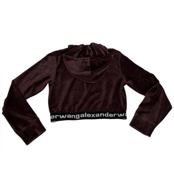 Alexander Wang Stretched Corduroy Elastic waist Logo Cropped Hoodie size small - Picture 7 of 13